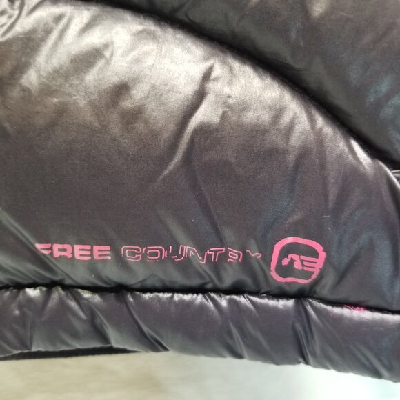 Free Country Girl’s Black &Pink Puffer Winter Jacket Coat Size 7-8 Zip Up Hooded - Picture 7 of 7